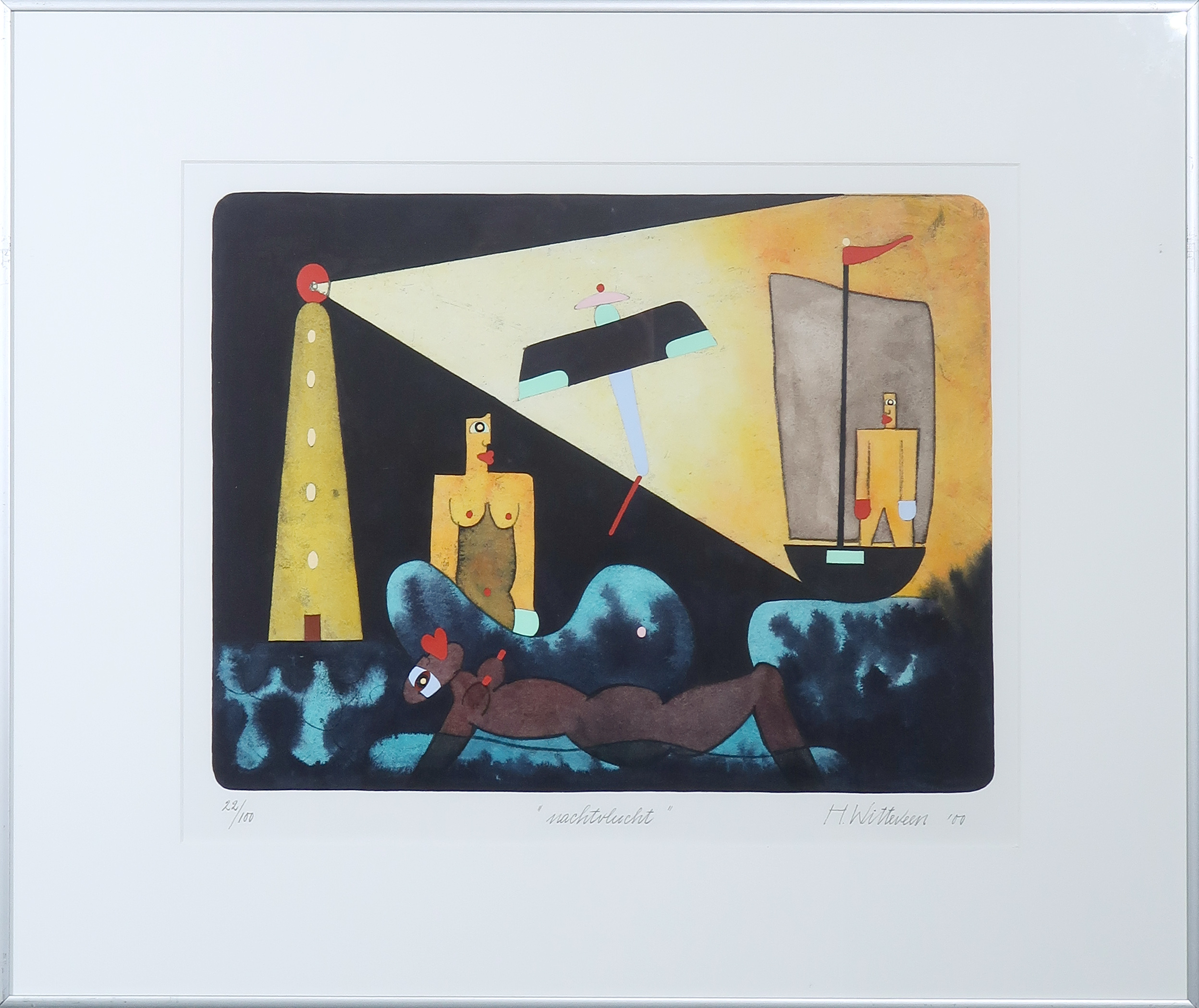 Hollie Witteveen - Zeefdruk, Nachtvlucht - Ingelijst kopen? Bied vanaf 1!