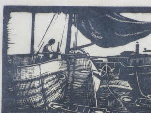 Antonius Hubertus Nordberg - In de sluis - Hout/linosnede kopen? Bied vanaf 25!