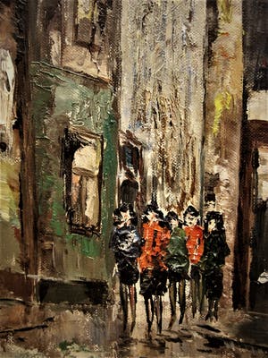 Niet of onleesbaar gesigneerd - gesigneerd jaren 60 olieverf "Parijs - straatscene Montmartre" kopen? Bied vanaf 1!