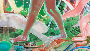 Henri de Haas - Kapitaal drieluik in aquarel, De straat - Ingelijst kopen? Bied vanaf 450!