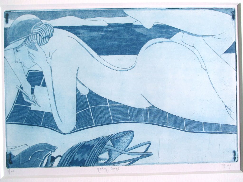 Mark Visione -  ingelijste ets, "Modern Times" verkocht voor € 40!