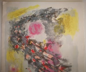 Maurice Elie Sarthou - Flamingos. Vogelvlucht met rode zon. kopen? Bied vanaf 99!