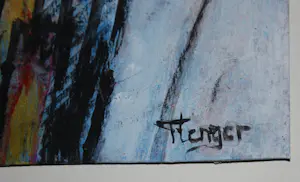 Frea Lenger - 3 abstracte kleine schilderijen (2x onbekend) kopen? Bied vanaf 75!