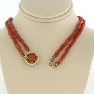 14k geel gouden slot met twee rijïge parel collier - 40 cm kopen? Bied vanaf 140!