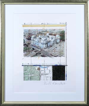 Christo - Handgesigneerd exemplaar Wrapped Reichstag Project for Berlin - Ingelijst verkocht voor € 1!