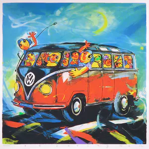 Ad Verstijnen - Zeefdruk, Volkswagen bus- Ingelijst kopen? Bied vanaf 100!