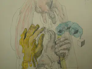 Niet of onleesbaar gesigneerd - Tekening , Handen – 1966 kopen? Bied vanaf 1!
