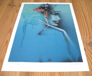 Paul Wunderlich - Tete d' une femme, bleu - Lithografie - Handgesigneerd kopen? Bied vanaf 65!