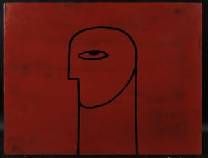 Truong Tan - Beschilderd paneel, Figuur met oog in rood kopen? Bied vanaf 500!