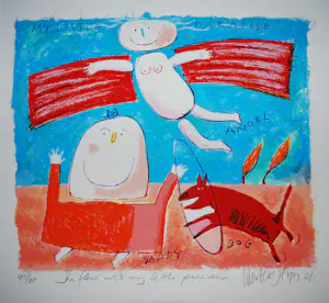 Wouter Stips - He flew into my little paradise - ingelijste zeefdruk uit 2001 kopen? Bied vanaf 75!