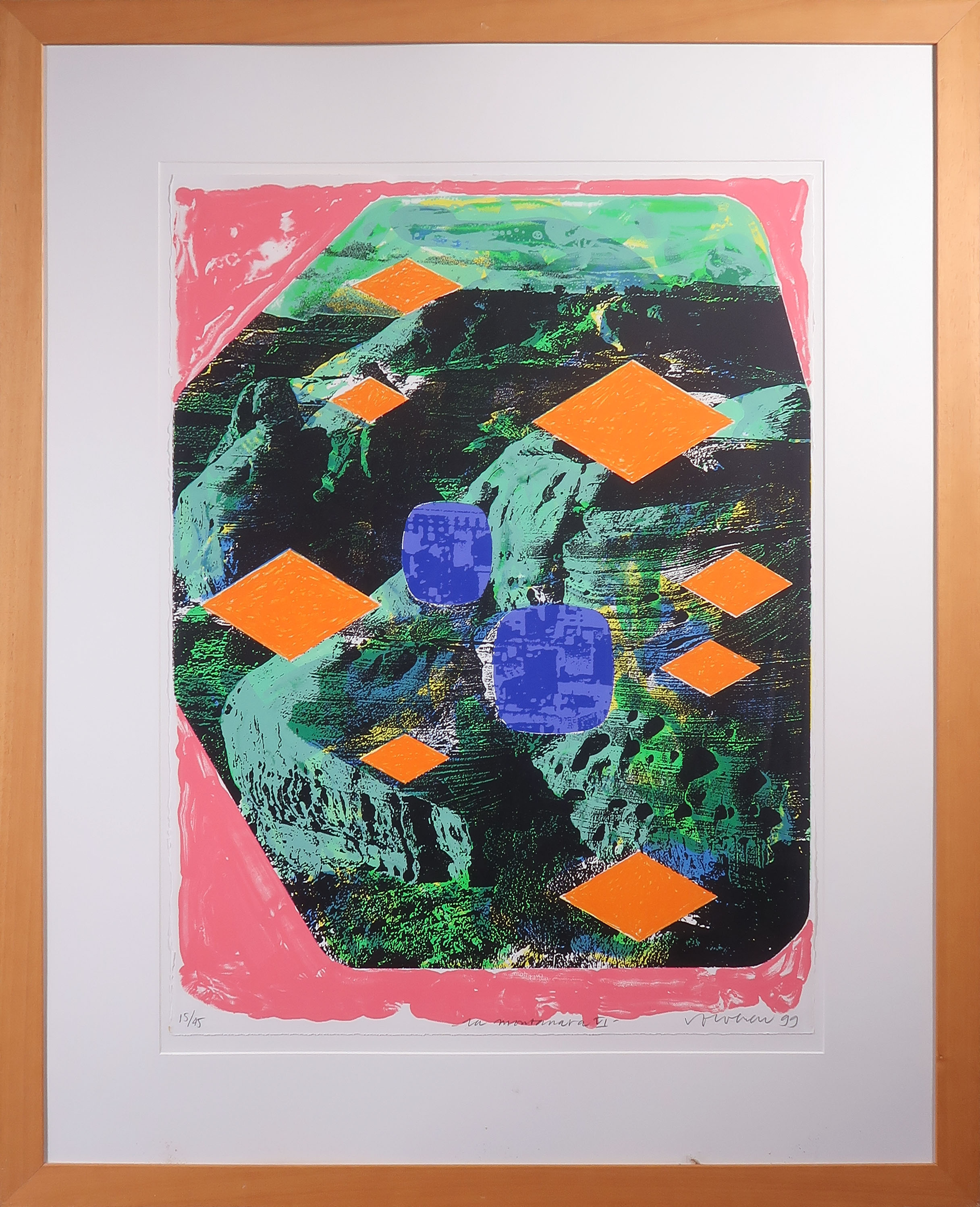 Jelis van Dolderen - Zeefdruk, La Montanara VI - Ingelijst (Groot) verkocht voor € 50!