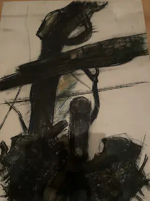 Ko Oosterkerk - abstracte pastel uit 1958 kopen? Bied vanaf 25!