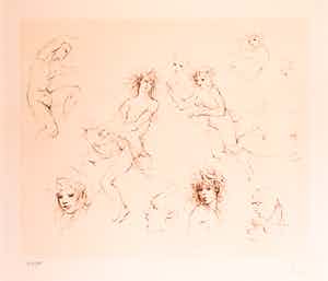 Leonor Fini - Ets, Zonder titel - Ingelijst verkocht voor € 50!