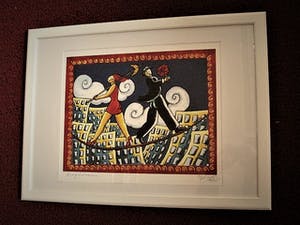 Jacques Tange - populair Rotterdams graficus - gesigneerde Zeefdruk - a very short romance - kopen? Bied vanaf 40!