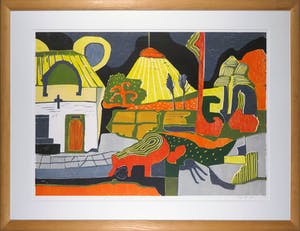 Vincent van Ojen - Houtsnede, Z.T. Landschap - Ingelijst (Groot) kopen? Bied vanaf 100!