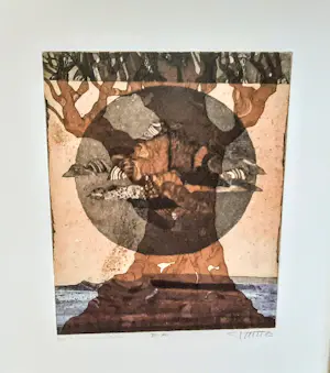 Alfred Pohl - Radierung von 1983 Die fliegende Insel handsigniert EA Größe mit Rahmen 50x40cmE kopen? Bied vanaf 150!