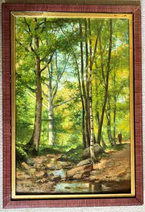 Gerard Antoine Crehay - (SPA 1844 - 1937) Wandelaar in Bosrijke omgeving verkocht voor € 74!