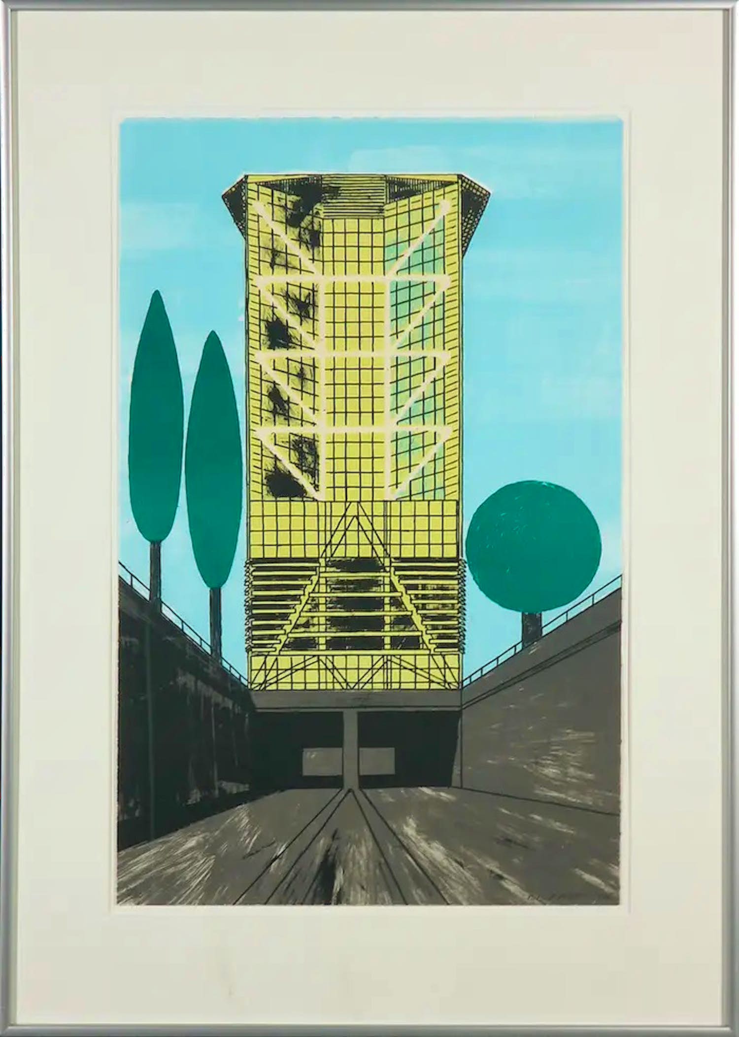 Ko Aarts - Zeefdruk, Toren - Ingelijst kopen? Bied vanaf 1!