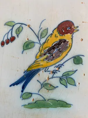 Keramiek overige - 17e eeuwse polychrome tegel met voorstelling vogel (Delft?) kopen? Bied vanaf 70!