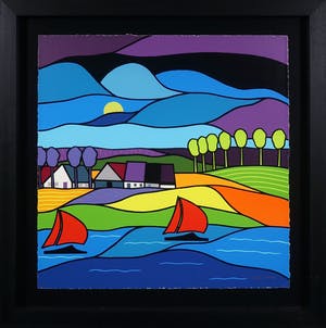 Kees Kooy - Zeefdruk, Sail - Ingelijst kopen? Bied vanaf 60!