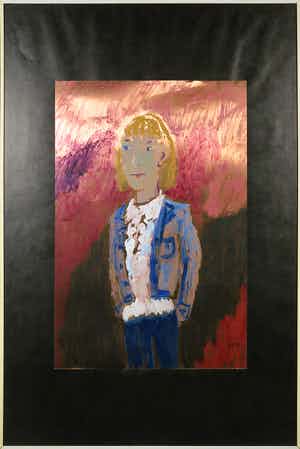 Theo van der Horst - Gouache op glimmend papier, Zonder titel - Ingelijst verkocht voor € 1!