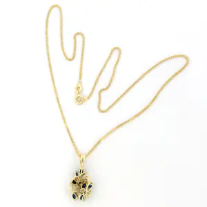 18k gouden collier en  hanger met saffier en briljant geslepen diamant kopen? Bied vanaf 750!