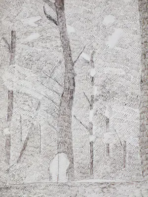 Dirk Arnoldus Tavenraat - Twee pointillistische bosgezichten - Inkttekeningen kopen? Bied vanaf 45!