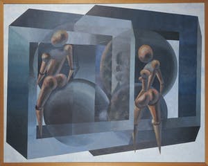 Piet van Mook - Gemengde techniek op papier en paneel, Zonder titel - Ingelijst kopen? Bied vanaf 70!