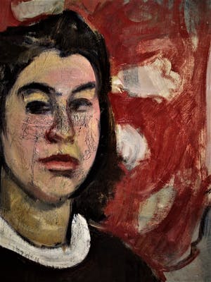 Niet of onleesbaar gesigneerd - Intrigerend in 1954 naïef geschilderd portret van vrouw - gesigneerd kopen? Bied vanaf 1!