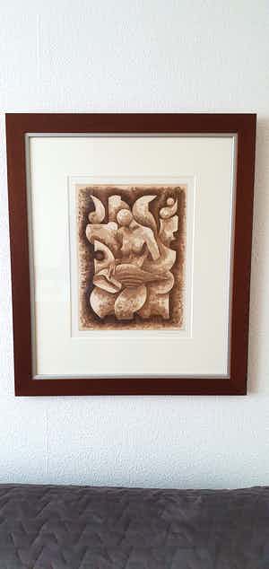 Niet of onleesbaar gesigneerd - vrouw in bladeren verkocht voor € 1!