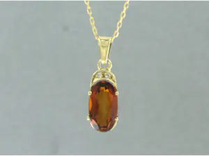 14k gouden collier met een hanger met citrien en single cut geslepen diamant kopen? Bied vanaf 190!