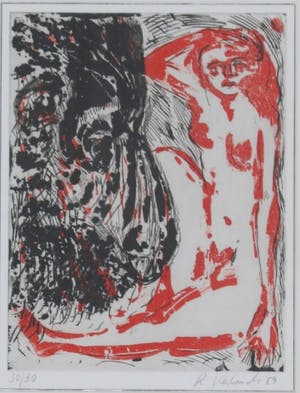 Ralf Kerbach - Naakte vrouw - Ets, Ingelijst kopen? Bied vanaf 75!