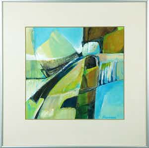 Bernadette Leijdekkers - Acryl op papier, Zonder titel - Ingelijst verkocht voor € 50!