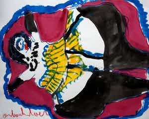 Anton Heyboer - Gemengde techniek: Danseres (groot!) verkocht voor € 265!