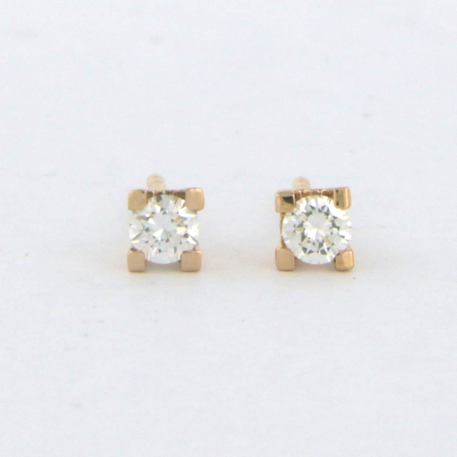 18k rosegouden solitair oorknoppen met briljant geslepen diamant tot. 0.10ct verkocht voor € 190!
