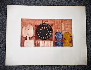 Hannes Postma - Zeldzame 1960 gemengde techniek (o.a. ecoline) "Magische Cirkel" gesigneerd kopen? Bied vanaf 78!