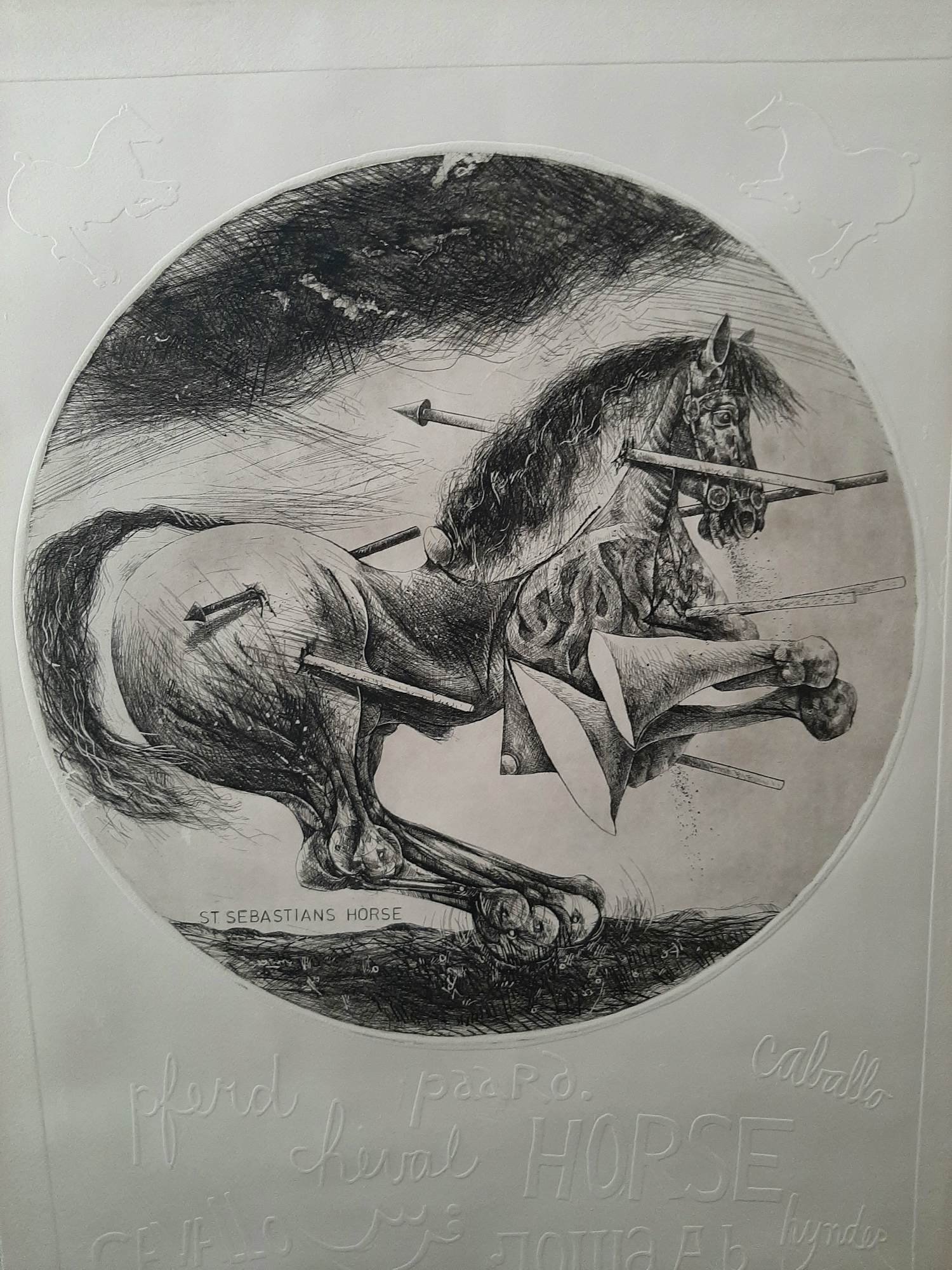 Willem Snitker - Ets, blinddruk, titel, Sint Sebastiaanpaard kopen? Bied vanaf 30!