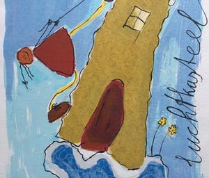 Geke uit de Bosch - Luchtkasteel - 'een hapje wolk' | kleuren zeefdruk (ingelijst) kopen? Bied vanaf 39!