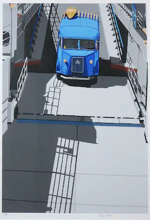 Marc Langer - Zeefdruk, HY op de pont - Ingelijst kopen? Bied vanaf 80!