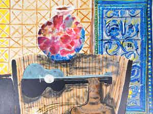Wendy Chazin - Composition with Guitar and Vase verkocht voor € 40!