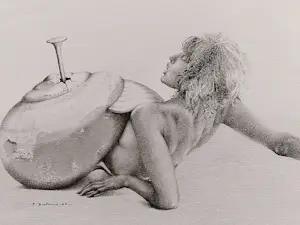 Raymond Bertrand - erg mooie (sur)realistische potlood/inkt tekening "vrouwelijk naakt slak" kaufen? Bieten Sie von 67!