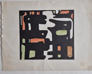 Wobbe Alkema - Linosnede ingekleurd met aquarel kopen? Bied vanaf 135!