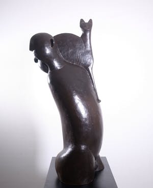 Peter Harskamp - Brons, Man met kat (Zeer groot en zwaar) kopen? Bied vanaf 1500!