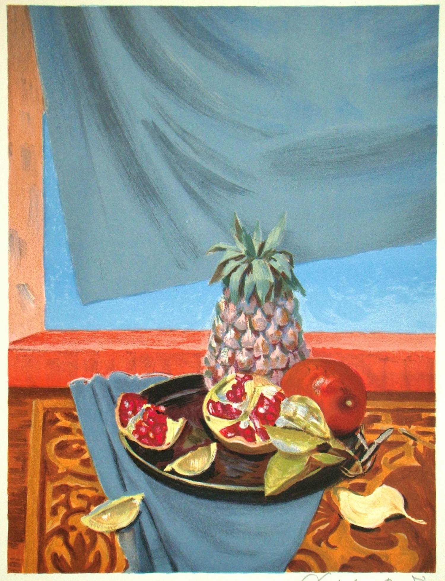 Roger Chapelain-Midy - Stilleven met ananassen en granaatappels - Originele lithografie - 1961 - Handtekening kopen? Bied vanaf 150!