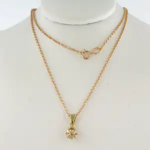 14k gouden collier en solitair hanger met Bolsjewiek geslepen diamant kopen? Bied vanaf 480!