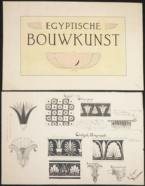 Niet of onleesbaar gesigneerd - Gouache en potlood, Lot van acht ontwerptekeningen kopen? Bied vanaf 1!