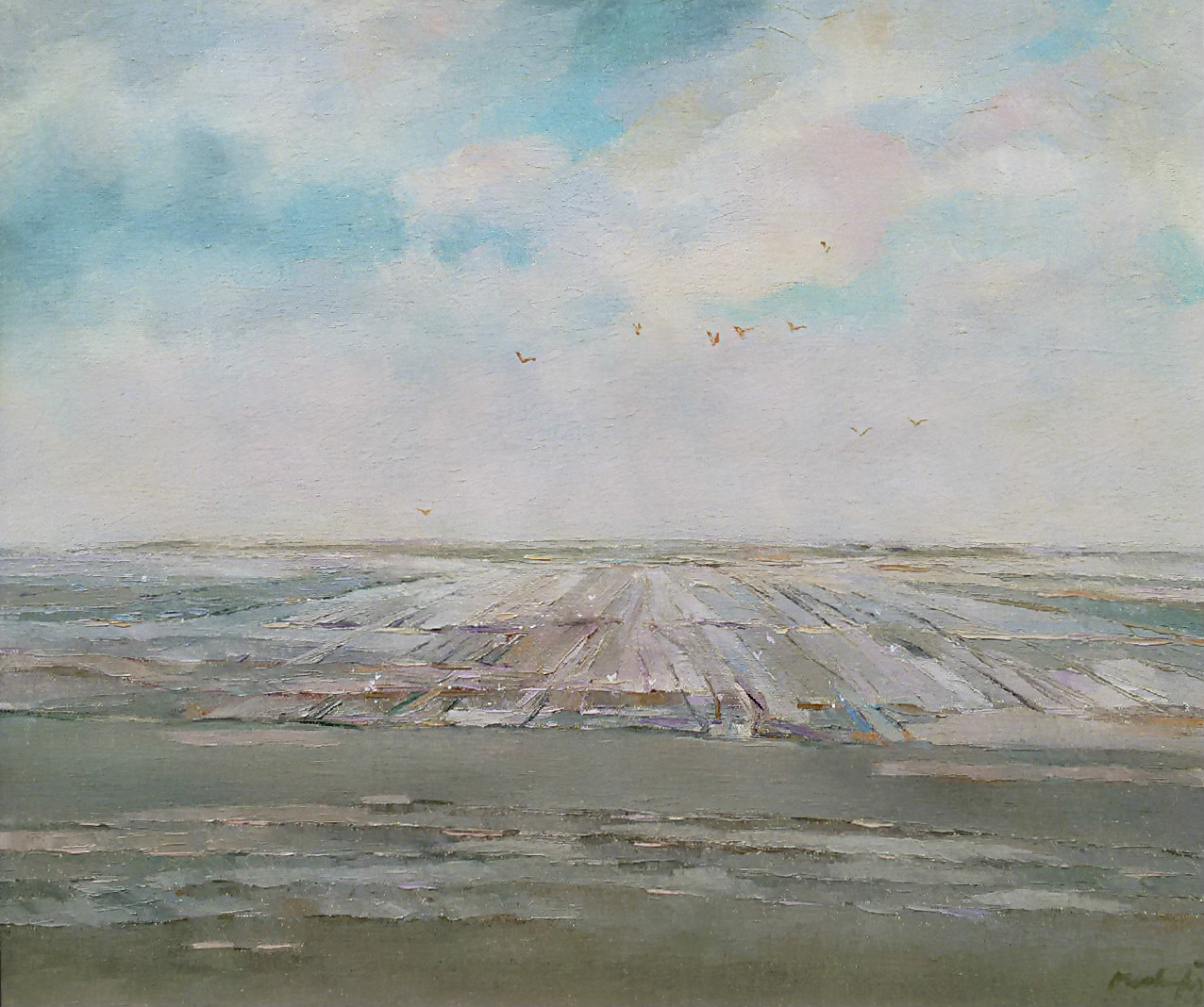 Niet of onleesbaar gesigneerd - Akkers bij Eenrum - Groningen, olieverf op doek (ingelijst) kopen? Bied vanaf 1!