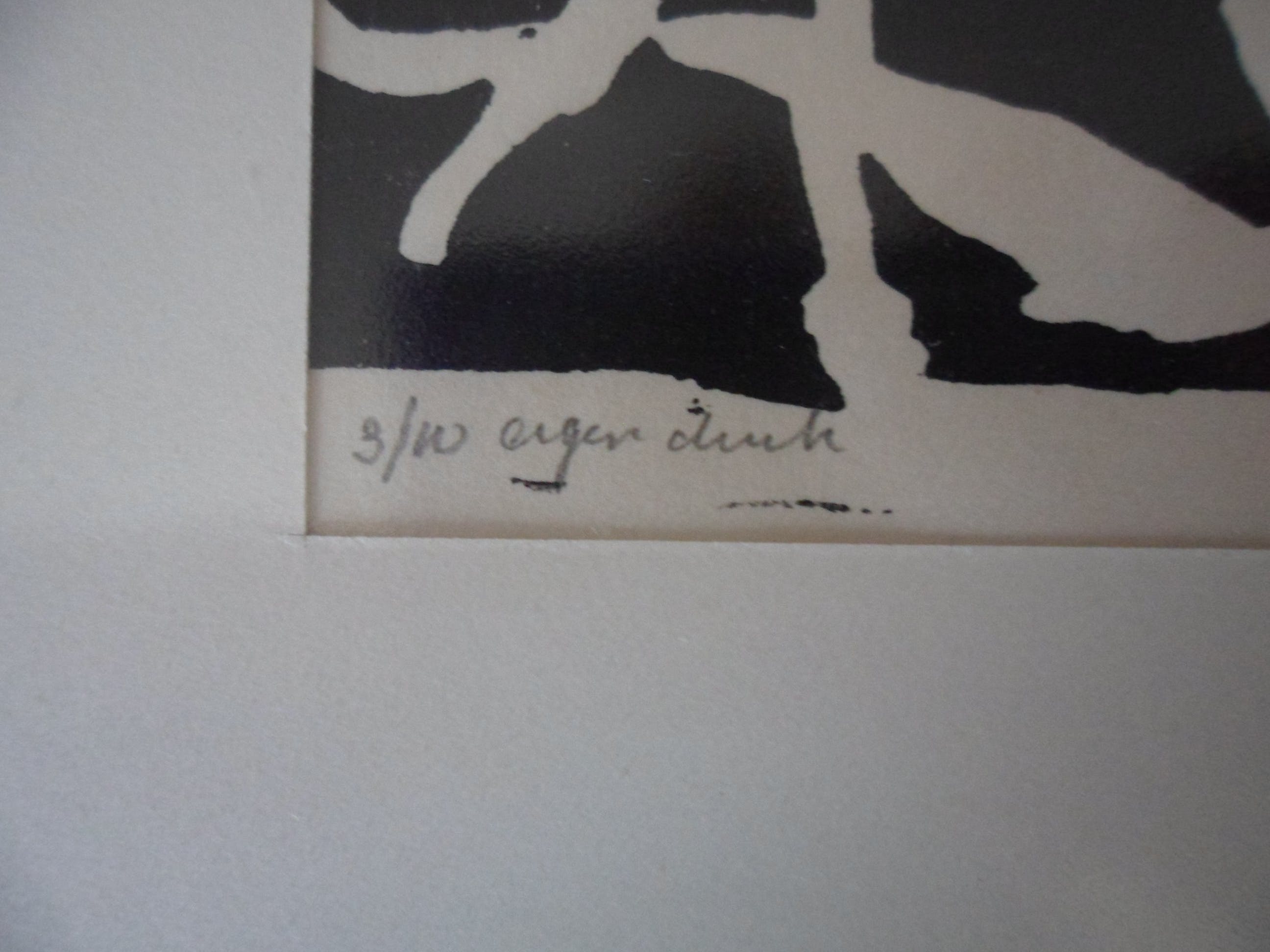 Niet of onleesbaar gesigneerd - 2 linosnede, gesigneerd. Uit 1971 kopen? Bied vanaf 1!
