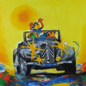 Ad Verstijnen - Zeefdruk, Citroën Oldtimer - Ingelijst kopen? Bied vanaf 35!