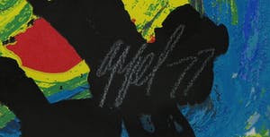 Karel Appel - Zeefdruk, Spelend in blauw (uit De schilderskist) - Ingelijst kopen? Bied vanaf 1!